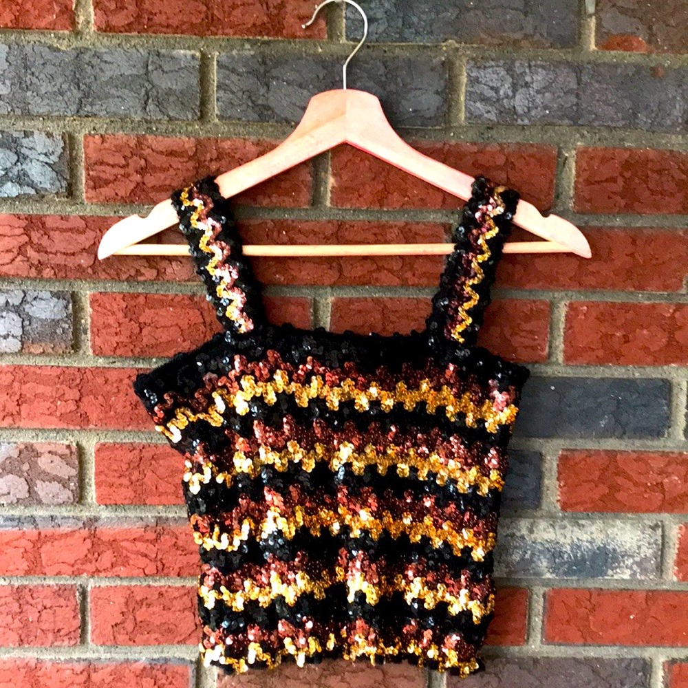 80's VINTAGE sequin crop top